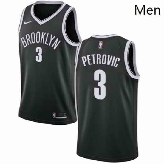 Mens Nike Brooklyn Nets 3 Drazen Petrovic Swingman Black Road NBA Jersey Icon Edition